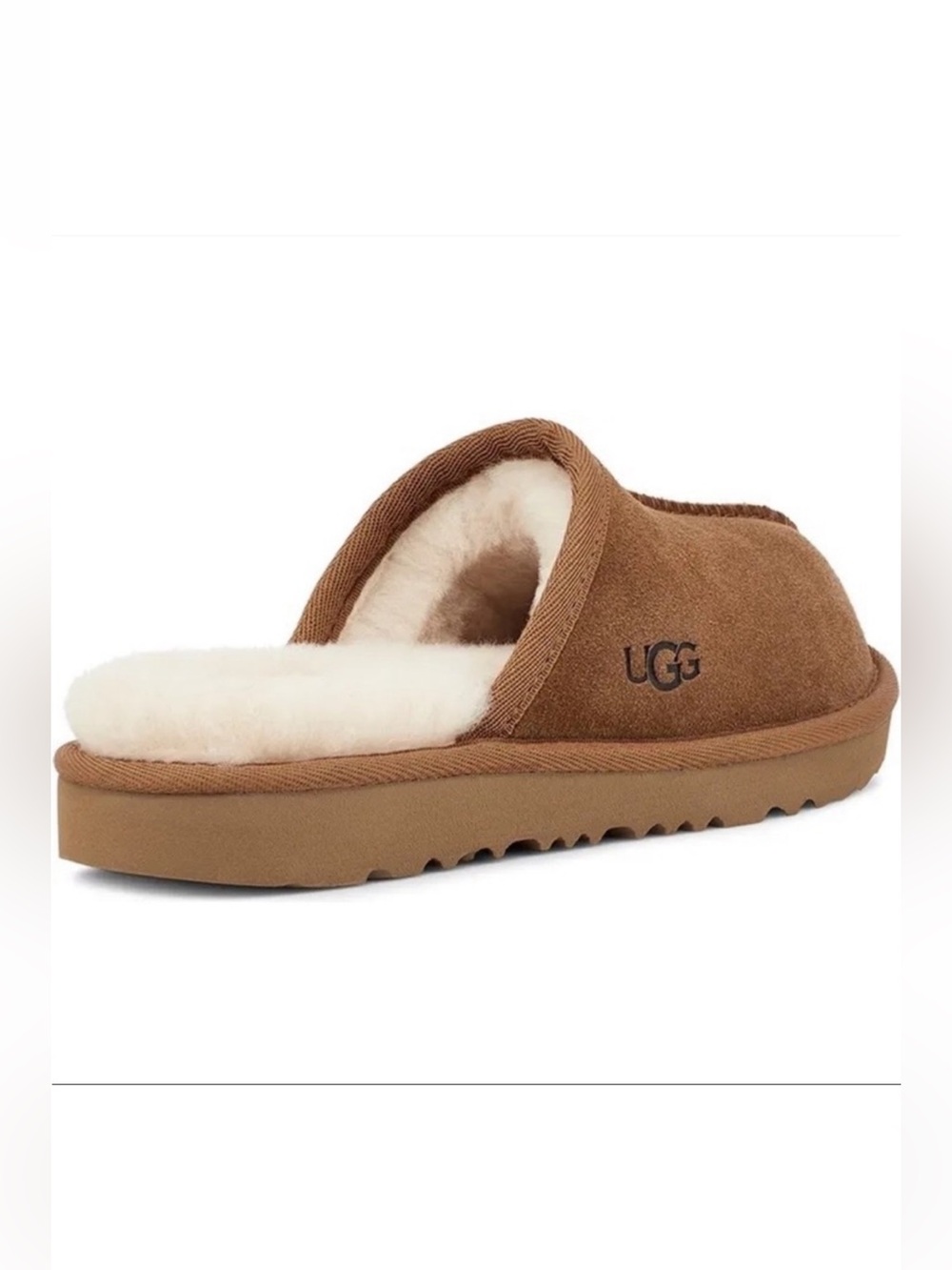 UGG Keegan Chestnut Suede Shearling Slide Slippers Kids Size 10 Cozy Comfort